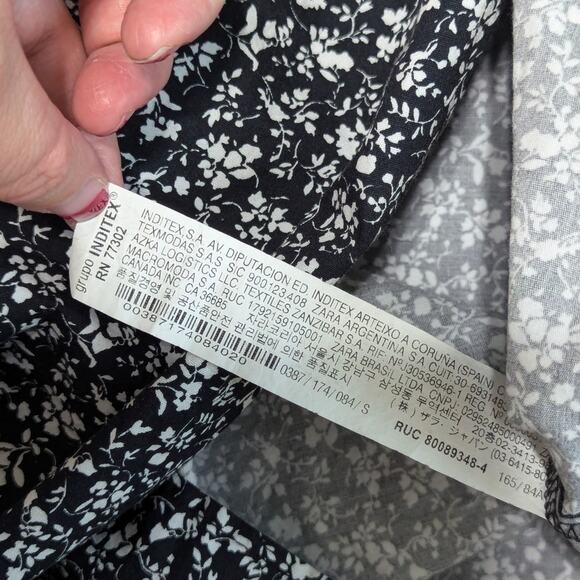 ZARA Printed Poplin Dress Long Sleeve Mini Mock Neck Womens Small Tunic TikTok - Picture 6 of 7